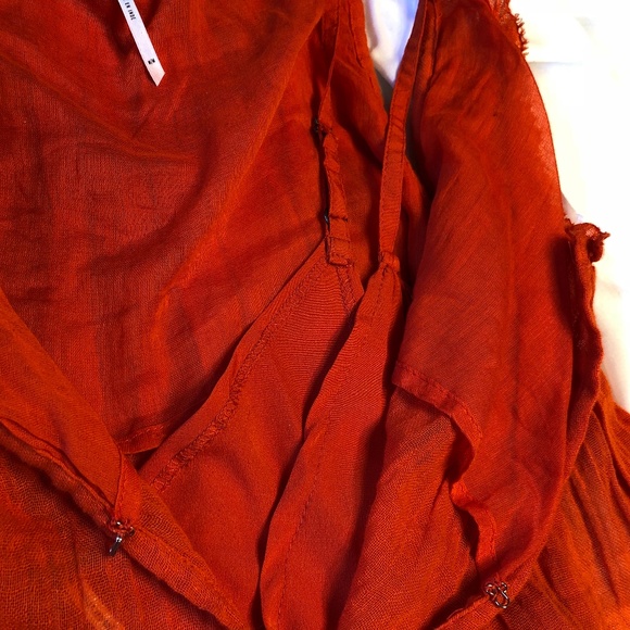 Free People Boho orange lace sleeveless tent dress - Picture 5 of 7